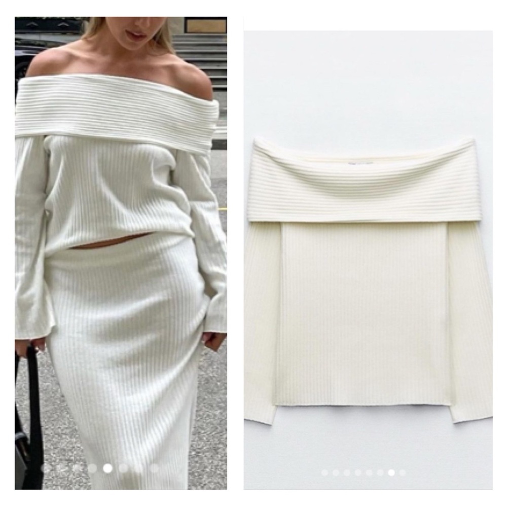 NWT Zara ribbed off the shoulder top